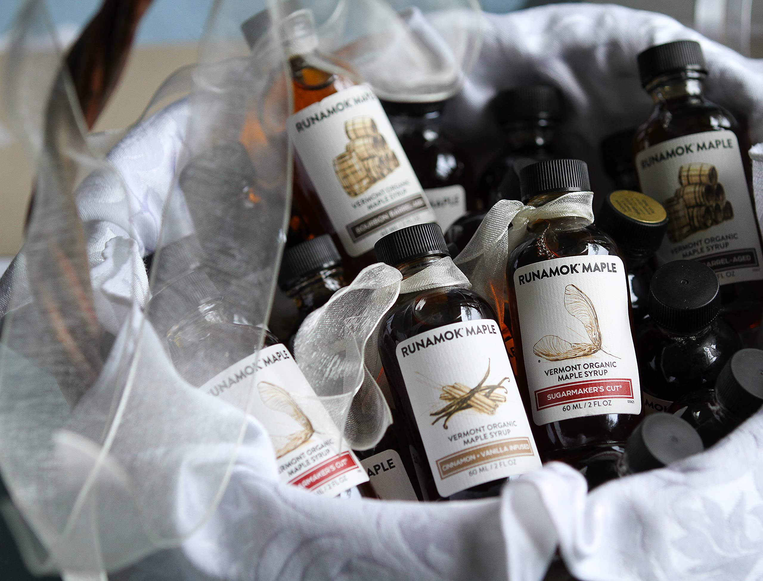 Premium Bourbon Barrel-Aged Maple Syrup Mini Bottles (2 Fl Oz/60ml) - 24-Pack for Wedding Favors, Stocking Stuffers & Gourmet Gifts | Pure Vermont Maple Syrup Sampler | Perfect for Pancakes, Cocktails & Dessert Toppings