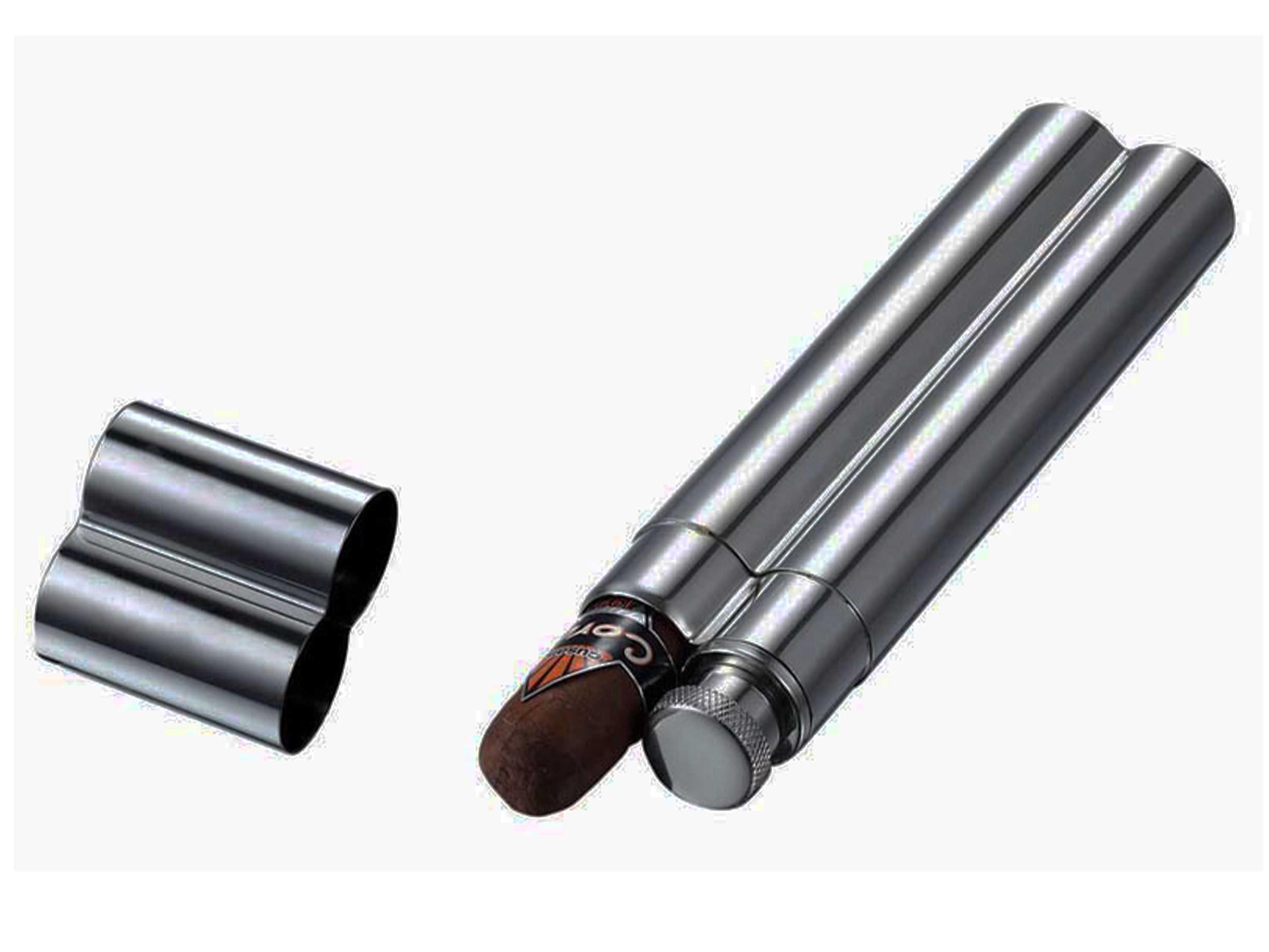 Visol Malamute Gunmetal Cigar Tube & Flask Combo Set - Premium Stainless Steel Travel Humidor & Liquor Flask for Outdoor Adventures, Camping & Gifts