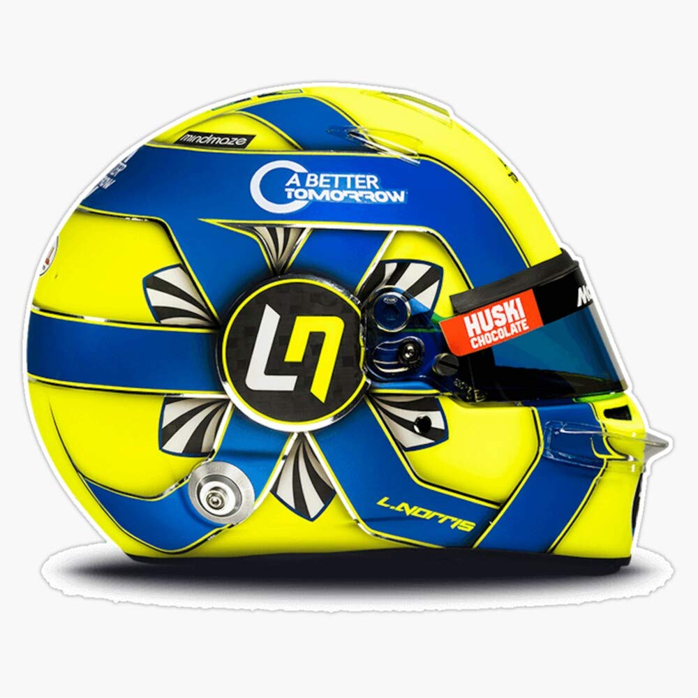 Lando Norris 2020 Helmet Vinyl Stickers - Waterproof Decals for Cars, Laptops & Bumpers (5 Inch) - Perfect for F1 Fans, Motorsport Enthusiasts & Moto Racing Decorations