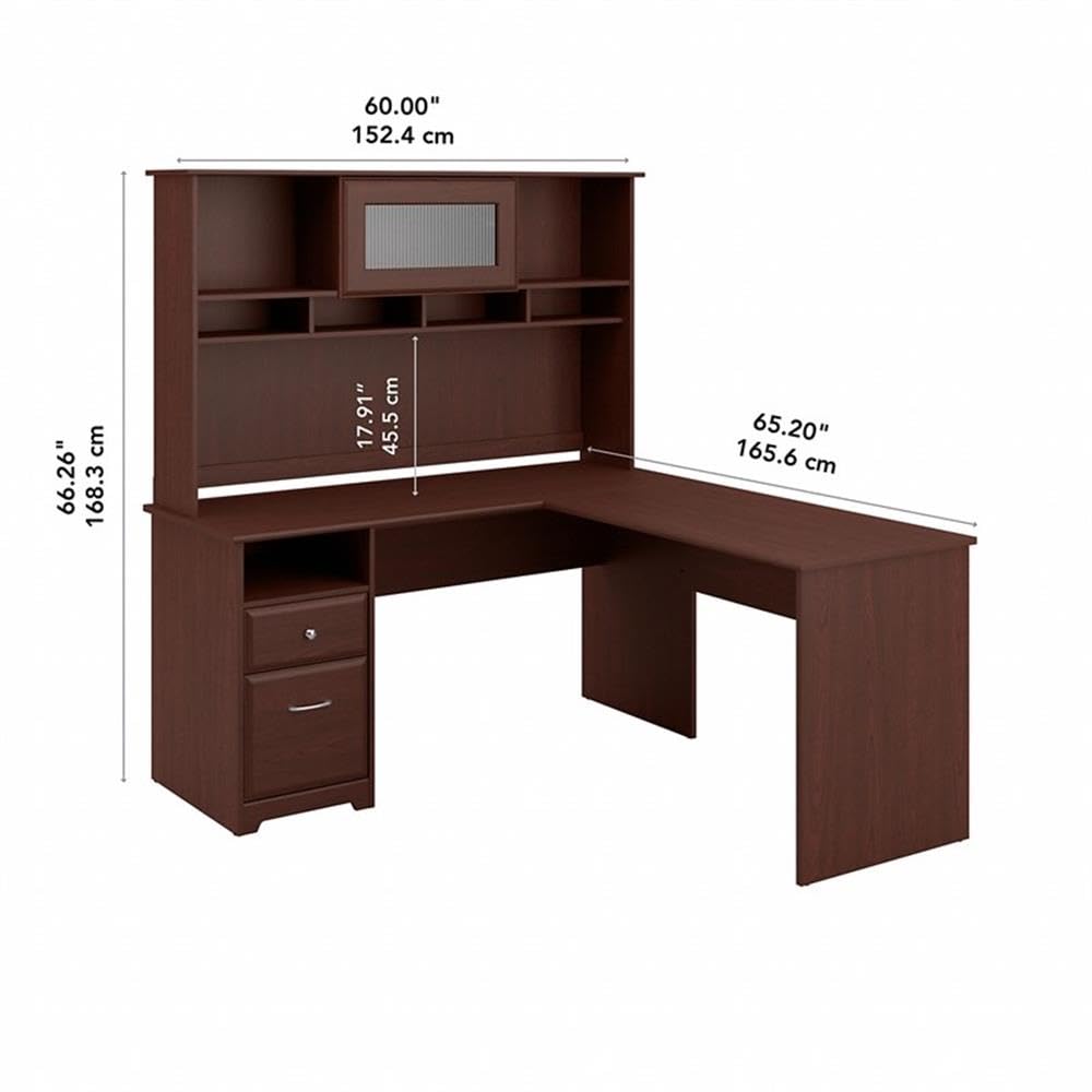 Atlin Designs 60W L-Shaped Computer Desk with Hutch & Drawers - Home Office Furniture for Small Spaces, Gaming & Workstation Setup