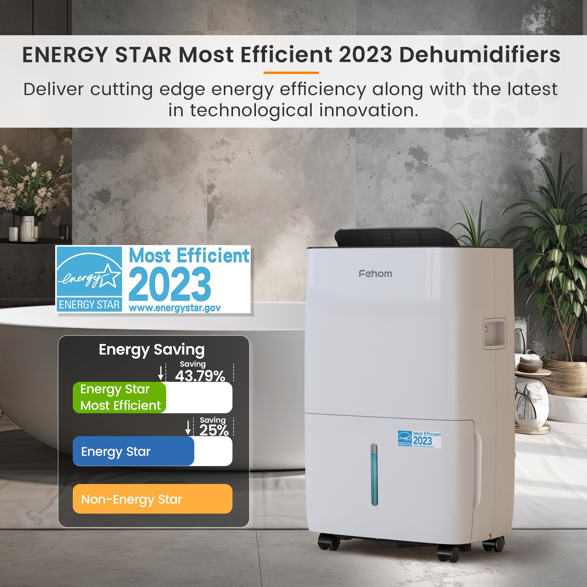 **80 Pints Energy Star Certified Dehumidifier for Large Spaces up to 5,000 Sq. Ft - Smart Home Dehumidifier with Drain Hose & 1.06 Gal Tank for Basements, Bedrooms & Damp Areas (JD025L-80) - Perfect for Mold Prevention & Humidity Control**