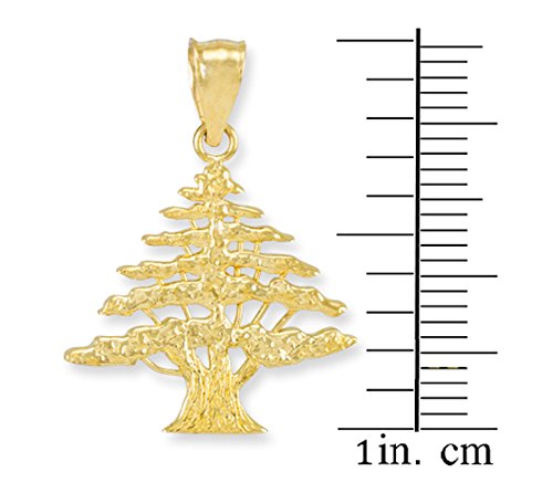 10k Yellow Gold Cedar Tree Charm Pendant Necklace - Elegant Jewelry Gift for Women, Nature-Inspired Necklace for Daily Wear & Special Occasions