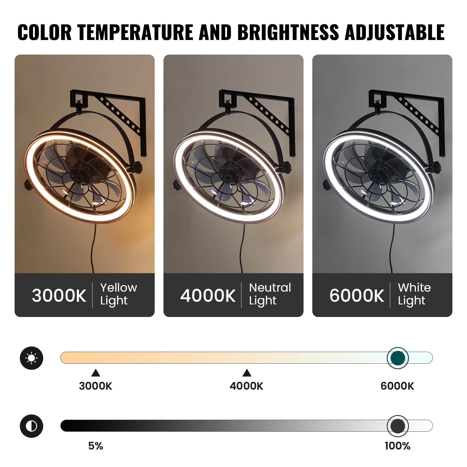 Siljoy 21 Inch Wall Mount Fan with Remote - 6-Speed Industrial Wall Mounted Fan with LED Light & Timer for Bedroom, Garage, Warehouse, Greenhouse - Perfect for Cooling Covered Patios and Indoor Spaces