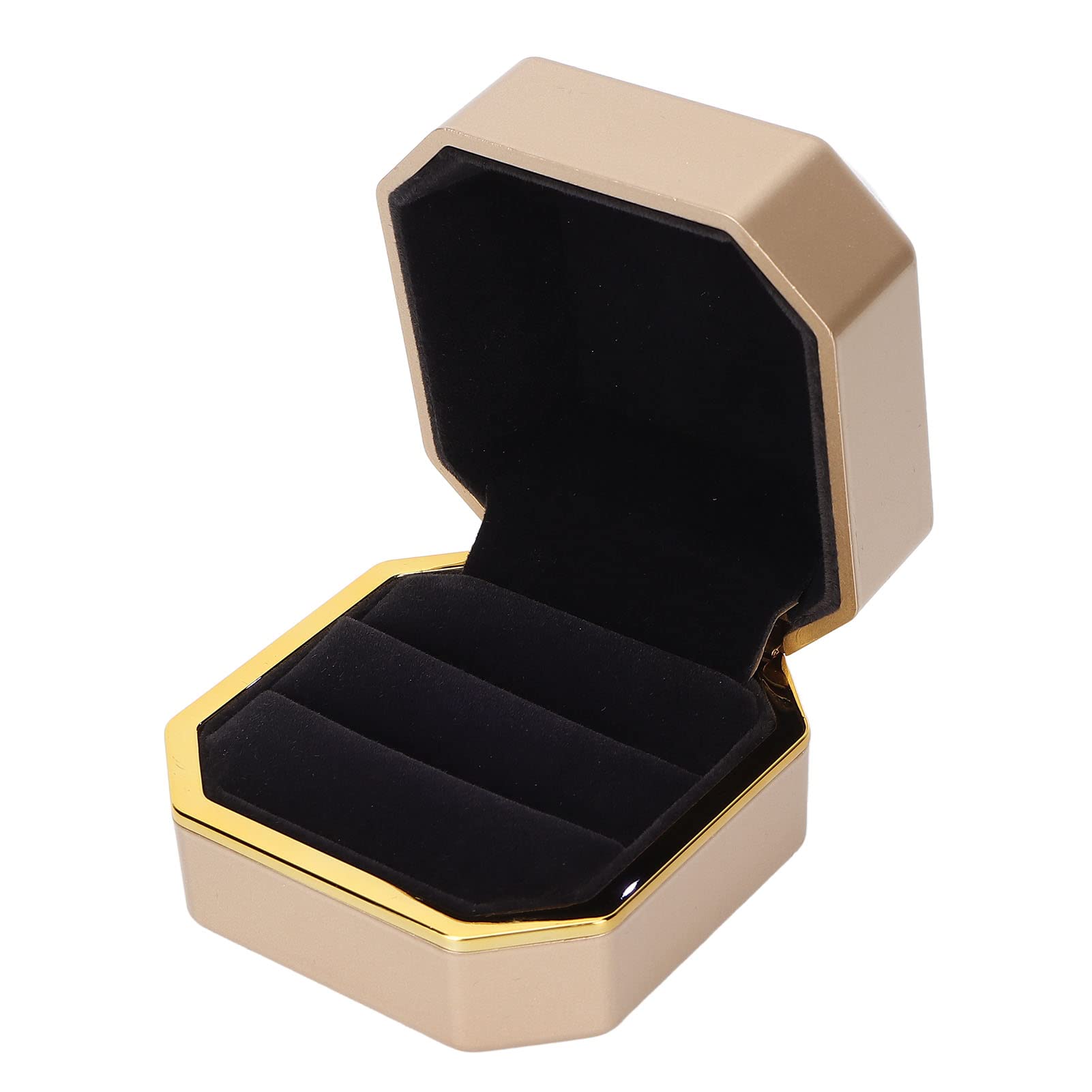 LED Jewelry Ring Box - Lightweight Soft Flocking Storage Case for Engagement & Wedding Rings (Gold) | Perfect for Marriage Proposals, Wedding Gifts & Jewelry Protection