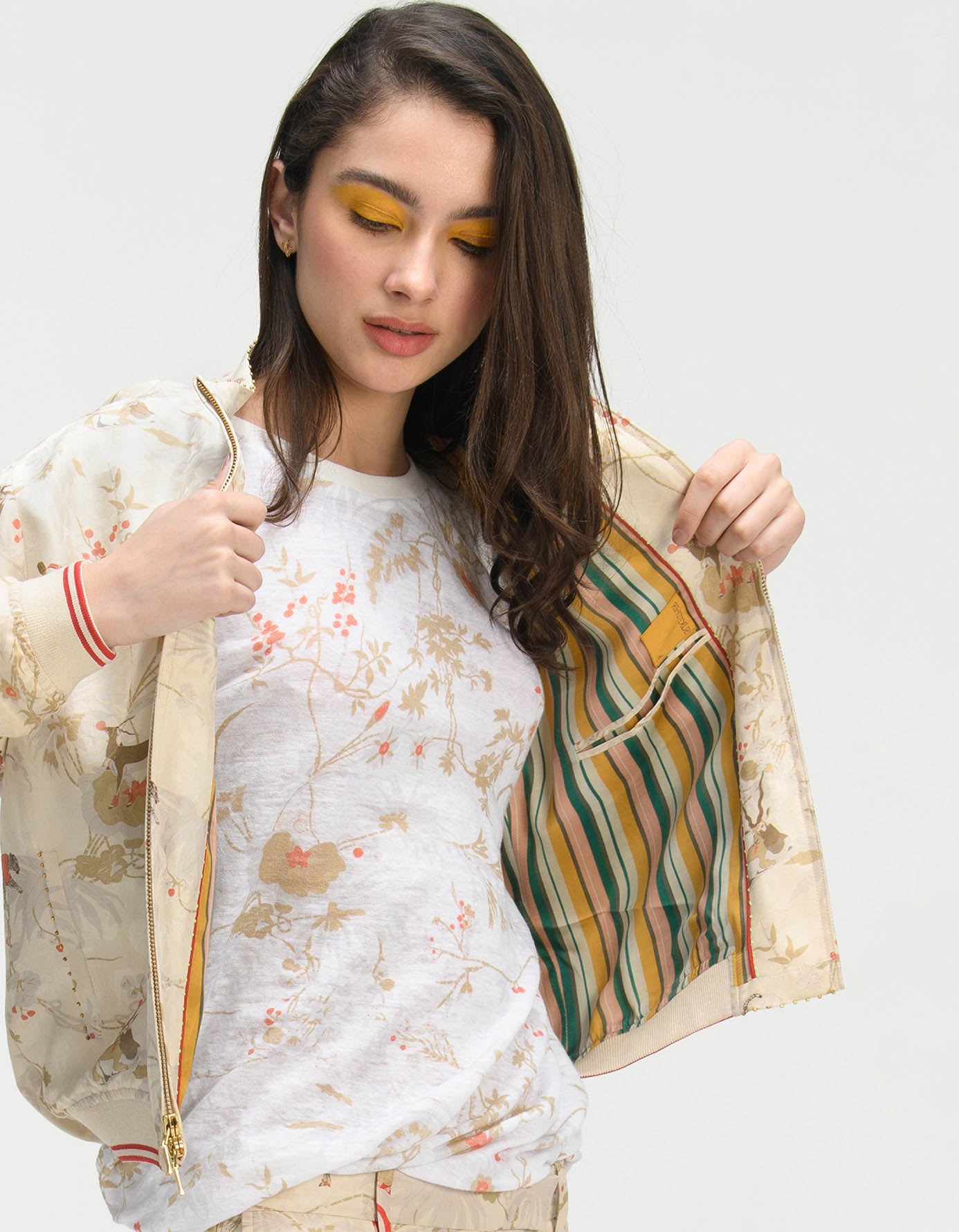 Janbaaz Men's Bomber Jacket - Premium Silk Damask Ivory Jacket for Stylish Outfits | Perfect for Casual Wear, Night Out, and Street Fashion