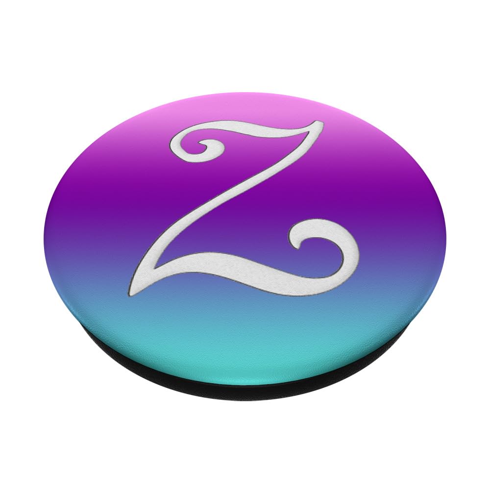 Z字母白色初始款手机支架 - 蓝绿紫粉多彩PopSockets可粘附PopGrip，适用于手机平板自拍视频通话