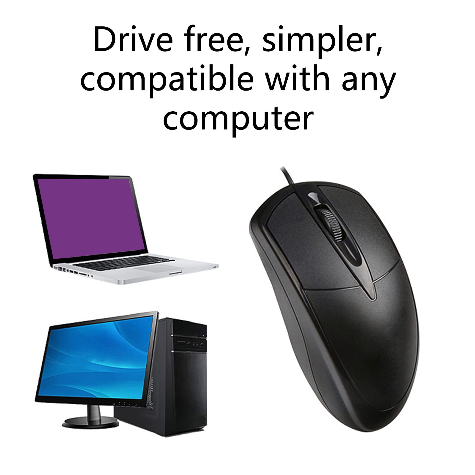 FUXIU USB Gaming Mouse - 1000DPI Ergonomic Optical Computer Mouse with 3 Buttons for PC, Laptop, Notebook | Perfect for Gaming, Office Work & Home Use