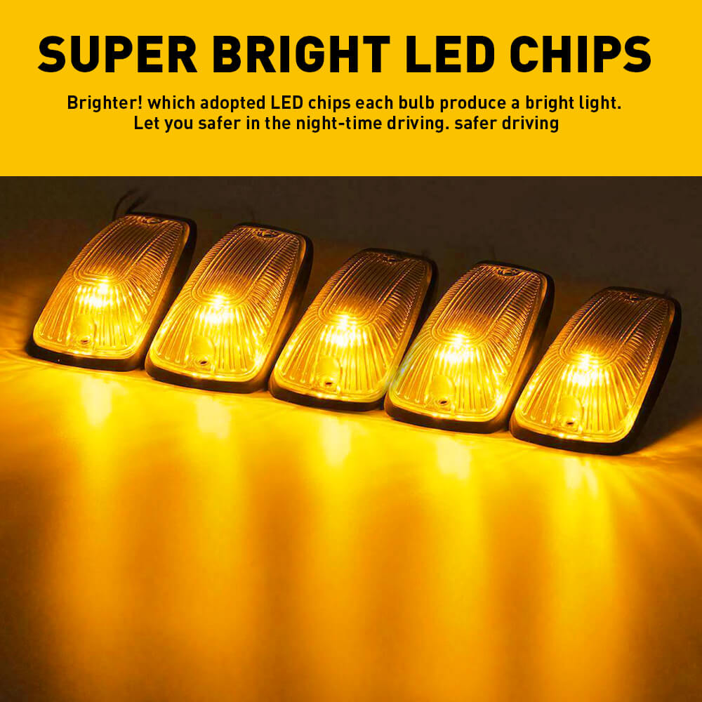 Smoked & Yellow LED Truck Cab Light Kit - Compatible with 88-02 Chevy & GMC Pickup Trucks | Durable Waterproof Roof Lights for Off-Roading & Night Driving