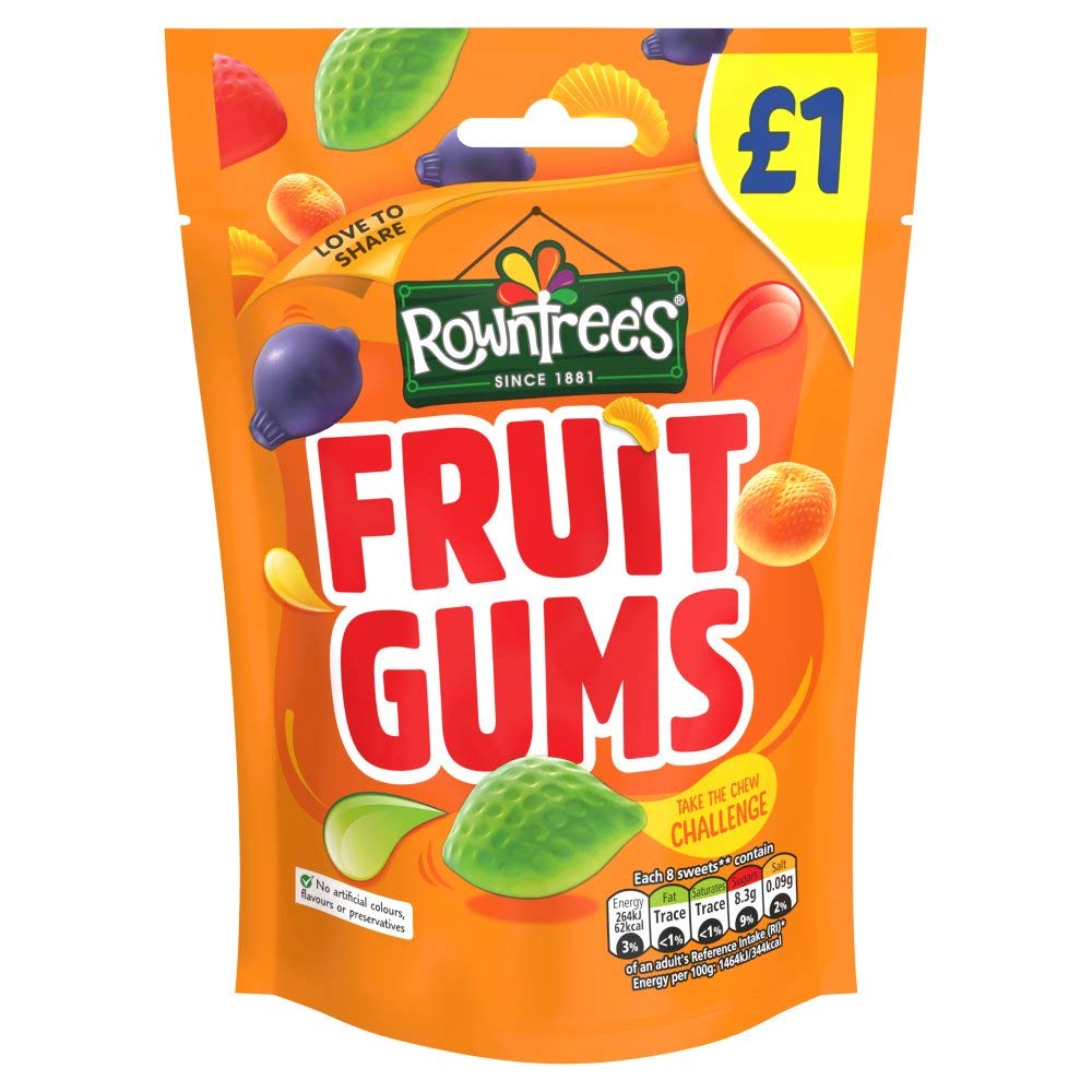 Rowntree's Fruit Gums - Assorted Flavors Chewy Candy, 120g (Pack of 10) | Perfect for Parties, Snacking & Lunchboxes