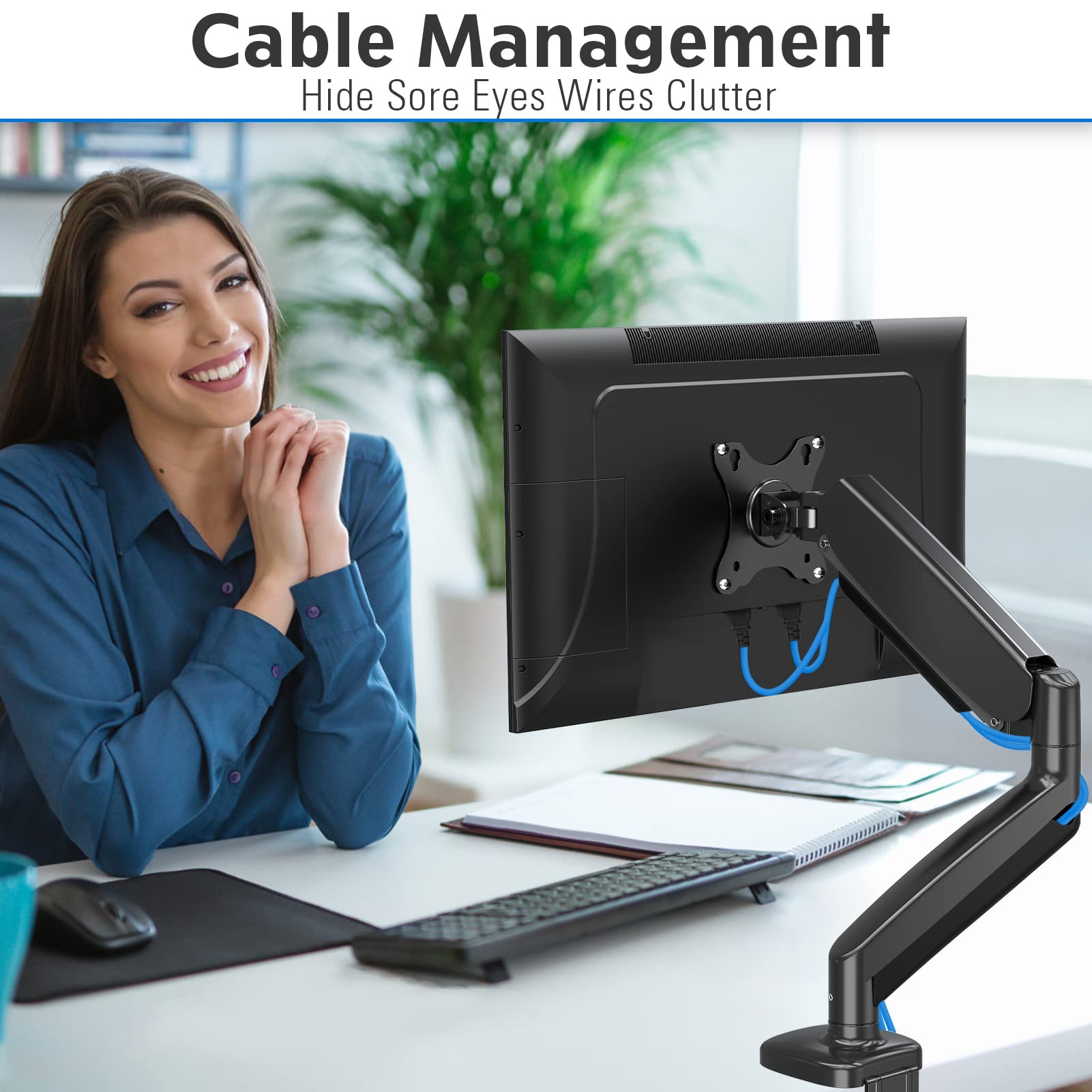 MOUNTUP Triple Monitor Stand Mount - Heavy Duty 3 Monitor Desk Mount for 27 Inch Screens, Gas Spring Monitor Arm Holds 17.6 lbs Each - Perfect for Gaming, Office & Home Workstations