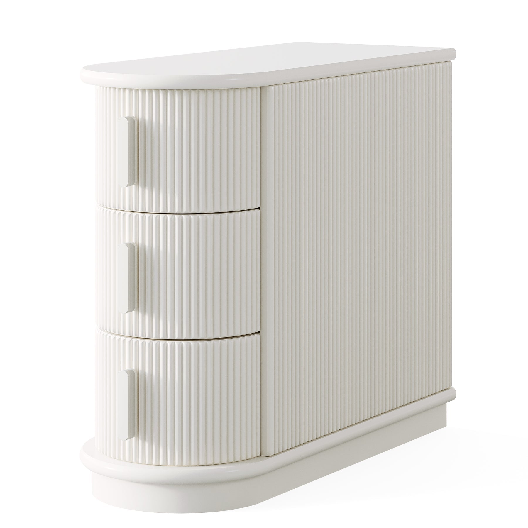 Modern Wooden End Table with 3 Drawers - Narrow Nightstand for Small Spaces | Perfect for Bedroom, Living Room & Office Use