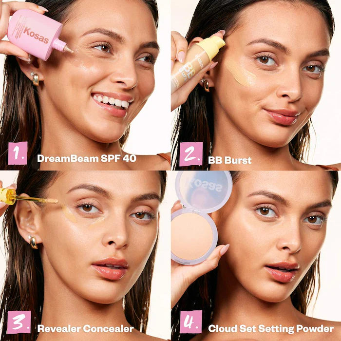 Kosas DreamBeamâ¢ Mineral Sunscreen SPF 40 - Silicone-Free with Ceramides & Peptides for Sensitive Skin - Daily Face Sun Protection for Outdoor Activities & Beach Days