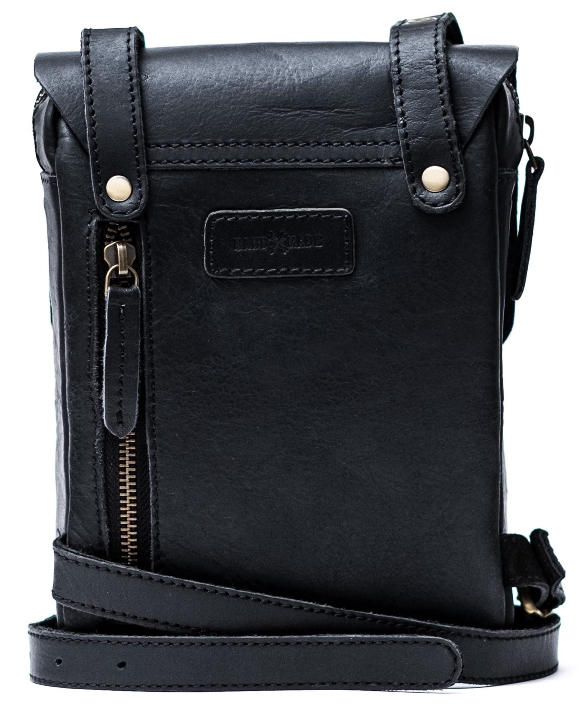Trip Machine Company Genuine Leather Handmade Waist Drop Thigh Bag Fanny Pack - Black | Durable & Stylish for Travel, Hiking, Festivals & Everyday Use