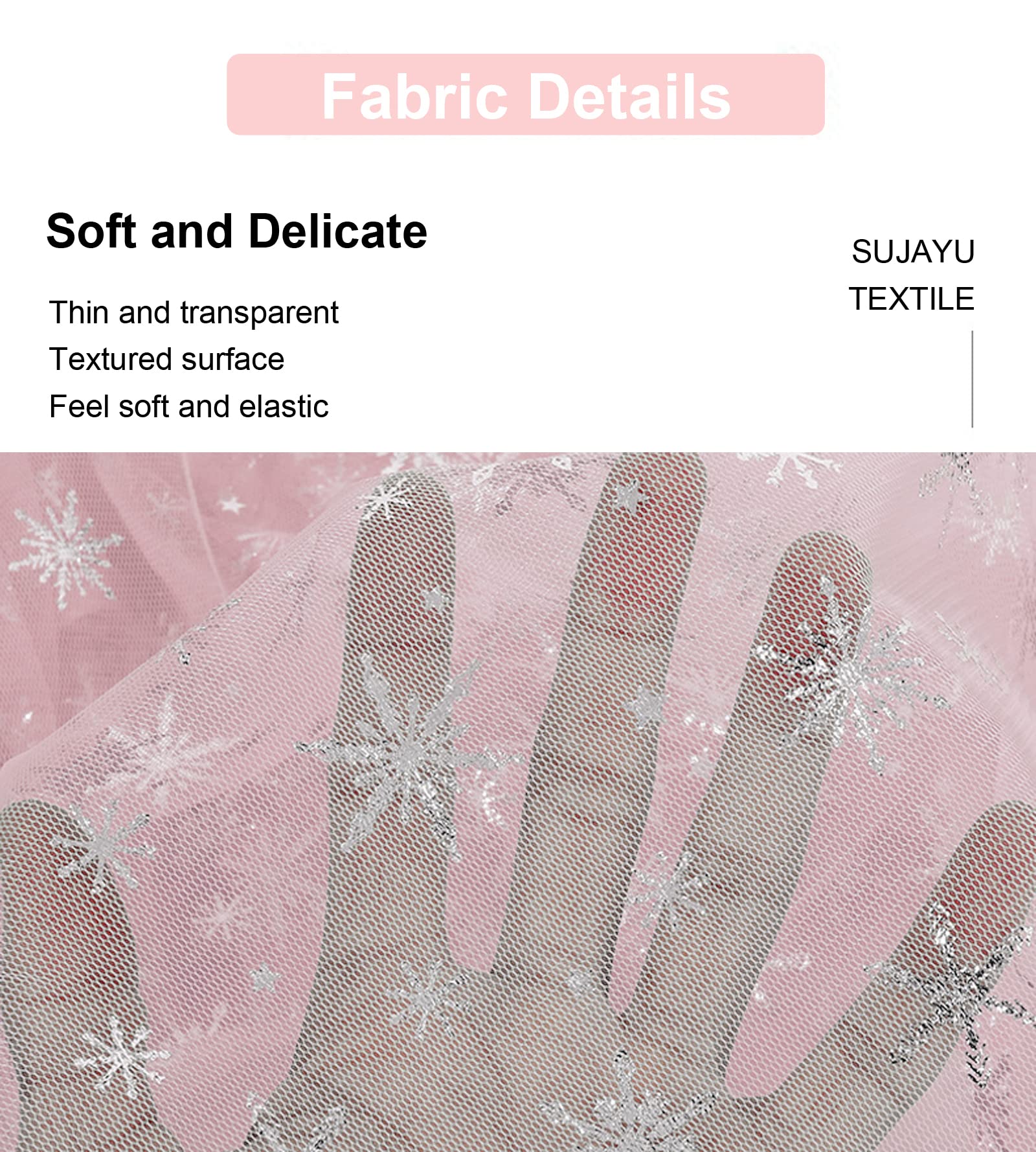 Premium Sheer Snowflake Silver Foil Organza Fabric - 59