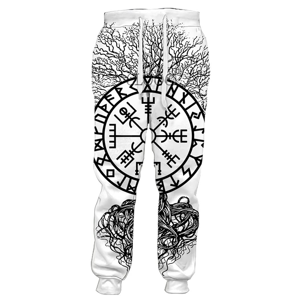 3D Print Viking Tattoo Pants for Men & Women - Hip Hop Harajuku Streetwear Joggers, Punk Casual Trousers - Perfect for Concerts, Street Fashion & Urban Lifestyle