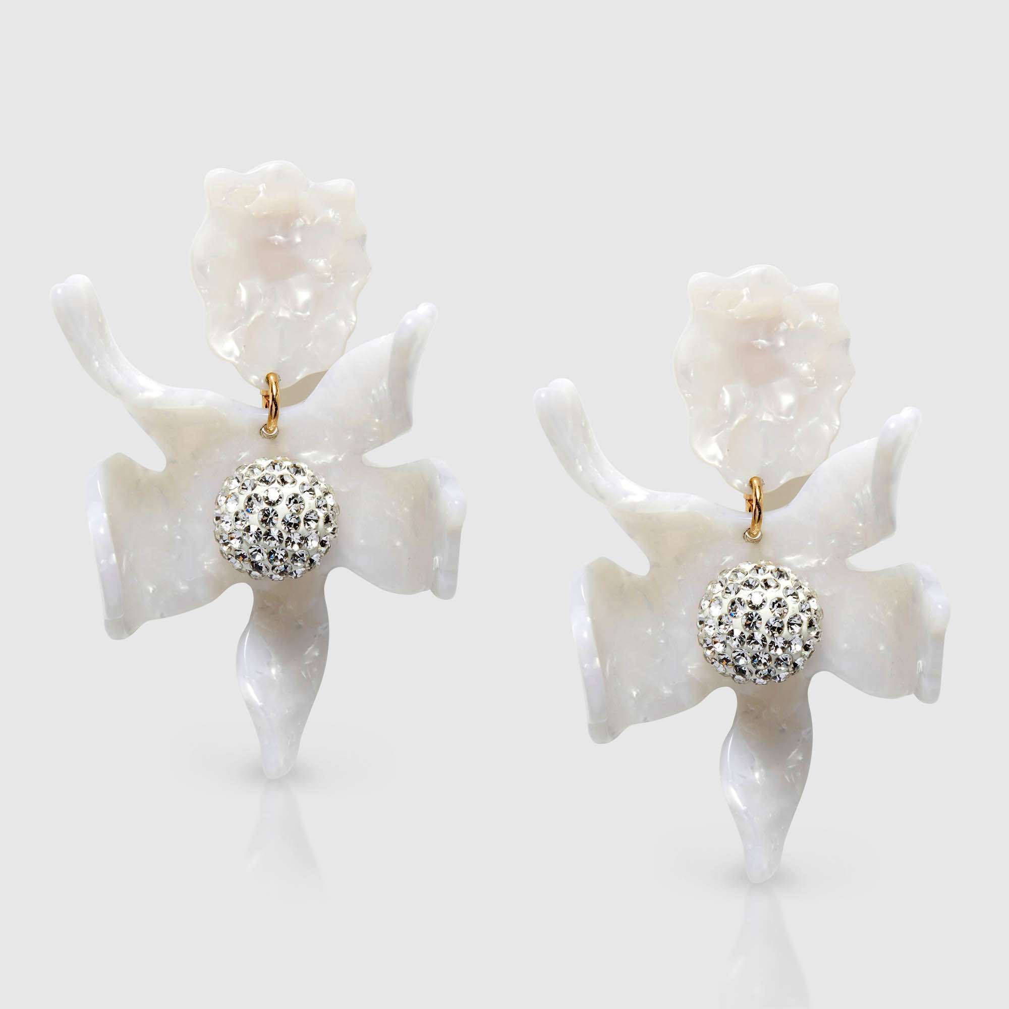 Elegant White Crystal Lily Flower Earrings for Women - Perfect for Weddings, Parties & Special Occasions