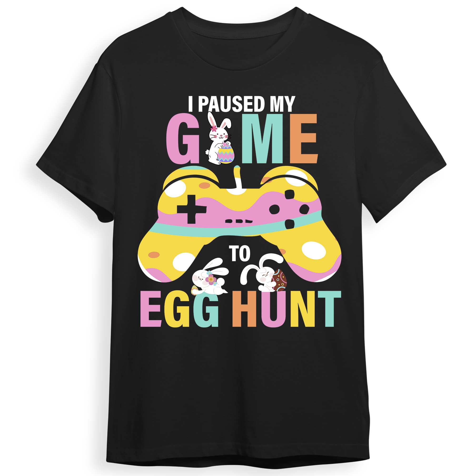 Funny Easter Egg Hunt Gamer T-Shirt - I Paused My Game to Egg Hunt - Cool Graphic Tee for Men, Women, Boys & Girls - Perfect for Easter Parties, Gaming Events & Casual Wear