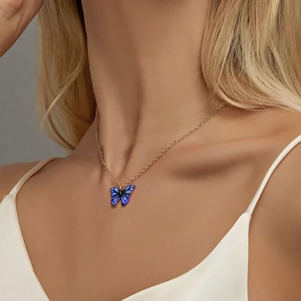 Shining Diva Fashion 5-6 Pcs Stylish Butterfly Jewelry Necklace Set for Women - Elegant Pendant Necklace Gift for Girls, Teens & Women | Perfect for Birthday, Anniversary, Party & Special Occasions
