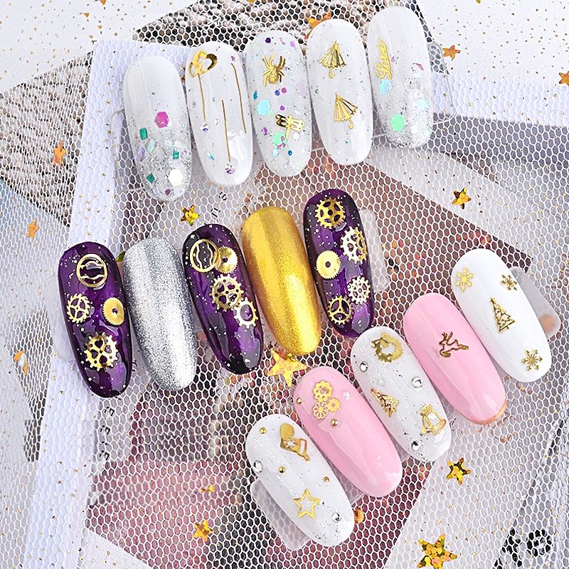 3D Nail Art Ultra Thin Gold Metal Slices for Nail Decoration - DIY Nail Design Accessories for Gel Polish, Acrylic Nails & Manicure - Perfect for Salon, Home Use & Party Nail Art