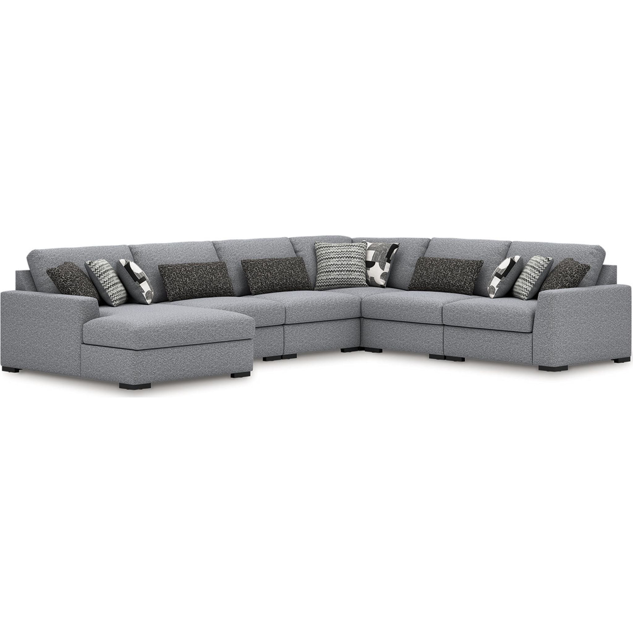 Bealton 6-Piece Sectional Sofa with Chaise Lounge - Modern L-Shaped Couch in Salt & Pepper Fabric - Perfect for Living Room, Family Room & Home Theater Seating