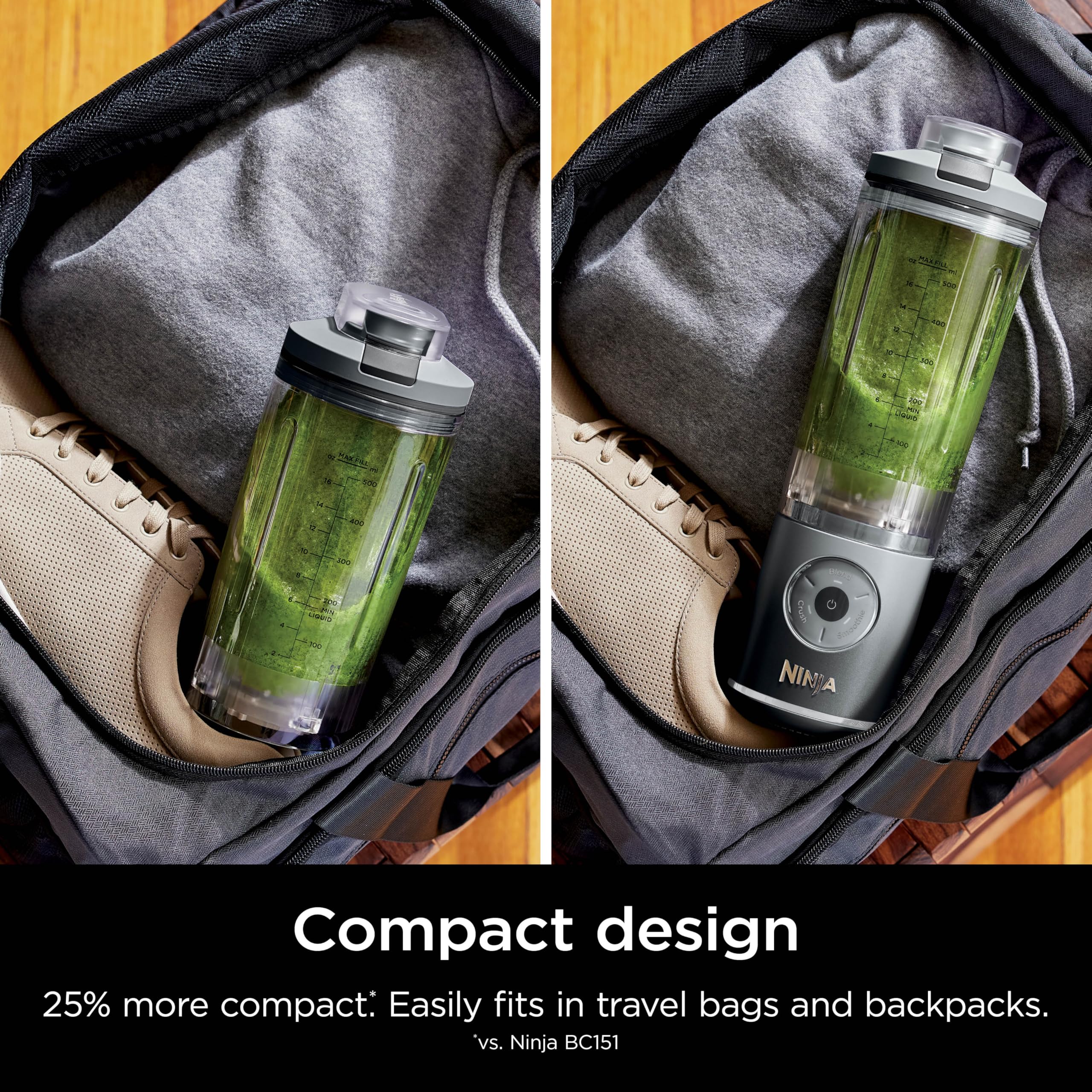 Ninja Blast Max Portable Blender - Cordless Personal Blender with 22oz Removable Cup, 3 Blending Programs for Smoothies, Ice Crushing & More | Twist & Go Design, Leakproof, Dishwasher Safe (Grey) | Perfect for Gym, Office & Travel Use