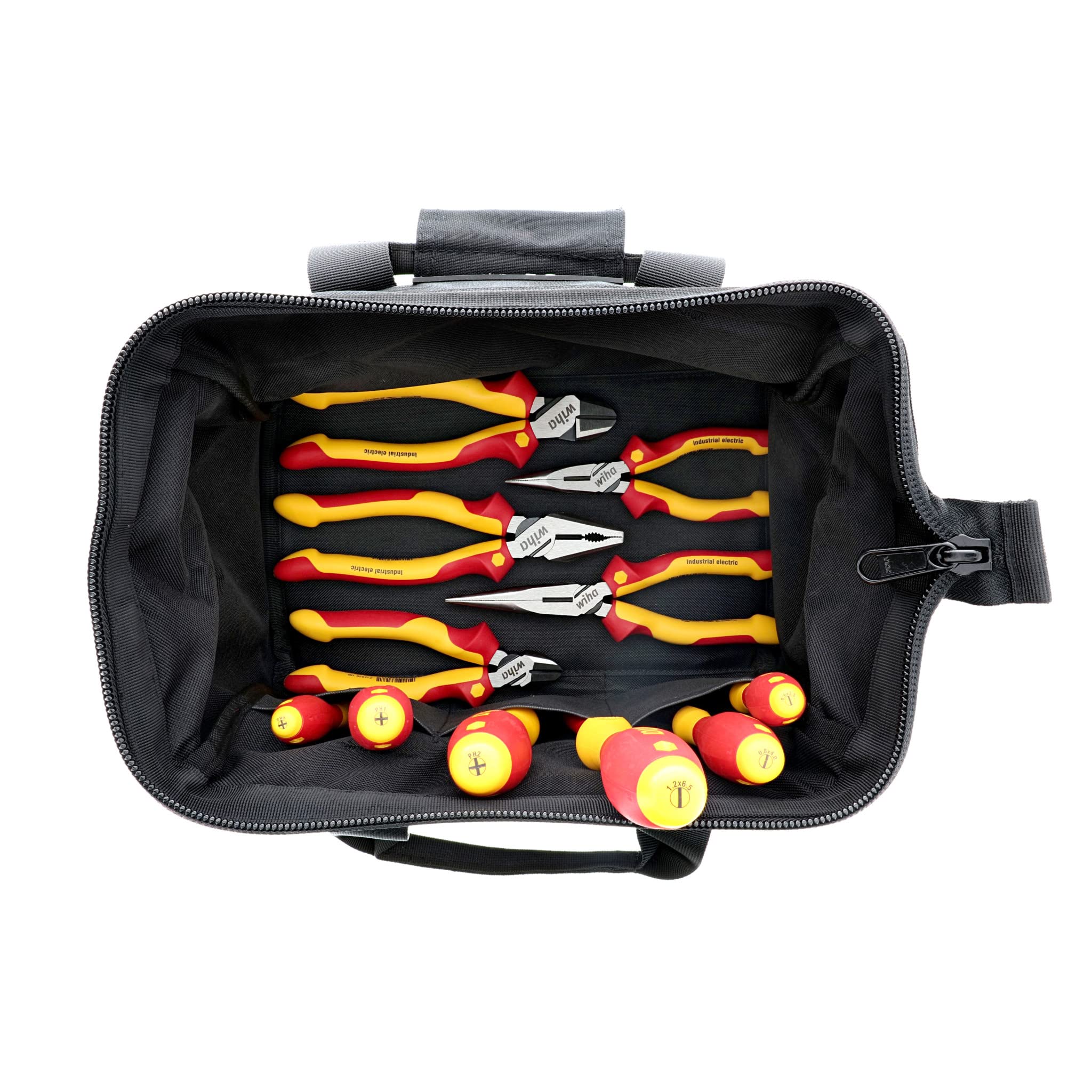 Wiha 32977 11-Piece Master Electrician's Insulated Tool Set with Canvas Tool Bag - Professional Electrical Repair Kit for Home & Industrial Use