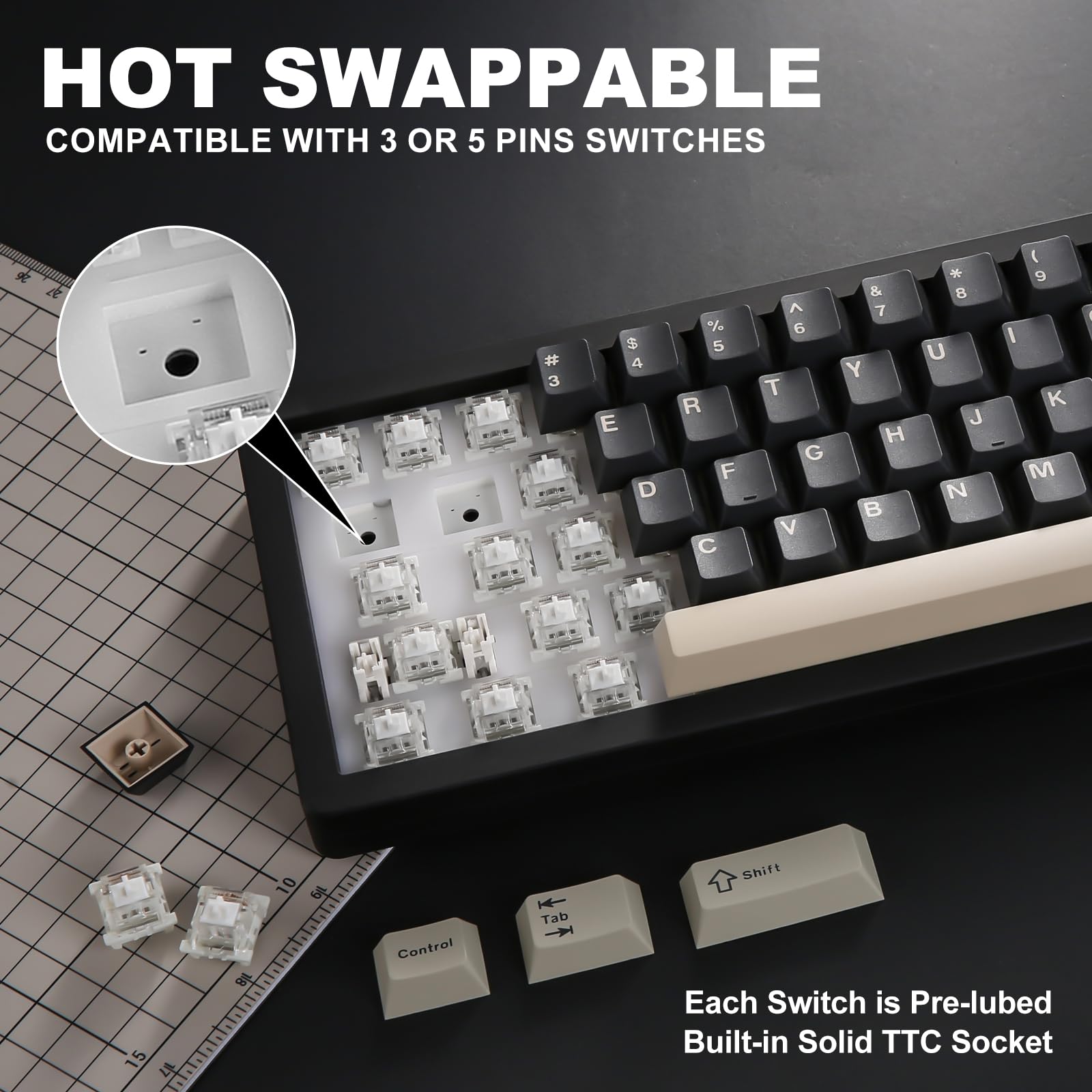 YUNZII AL71 68% Mechanical Keyboard - Full Aluminum CNC Frame, Hot-Swappable Gasket Mount, 2.4GHz Wireless/BT5.0/USB-C Wired, NKRO Programmable RGB Backlit Keyboard with Creamy White Switches for Windows/Mac (Black) - Perfect for Gaming, Office Work & Typing Enthusiasts