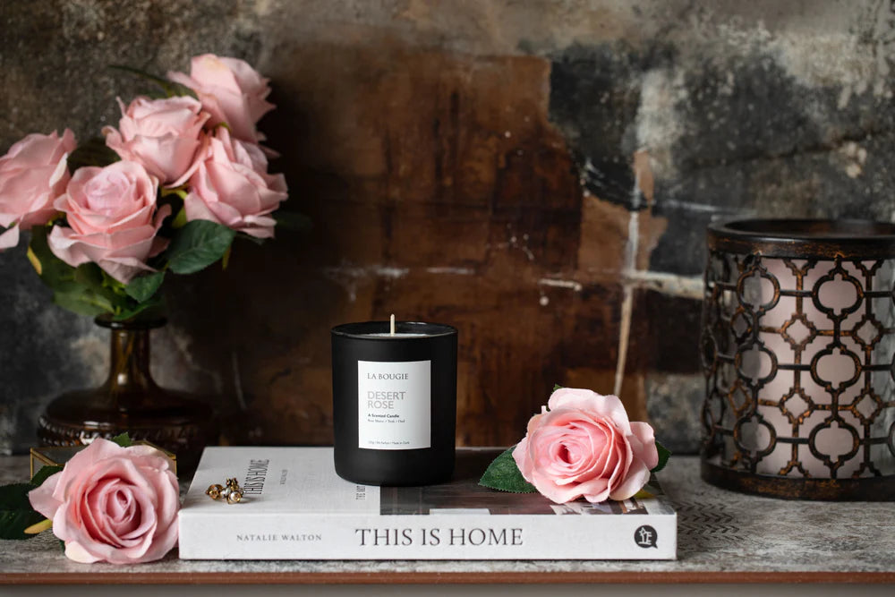 Desert Rose Scented Soy Candle - Natural Aromatherapy for Relaxation & Stress Relief - Perfect for Home, Spa, and Meditation Spaces