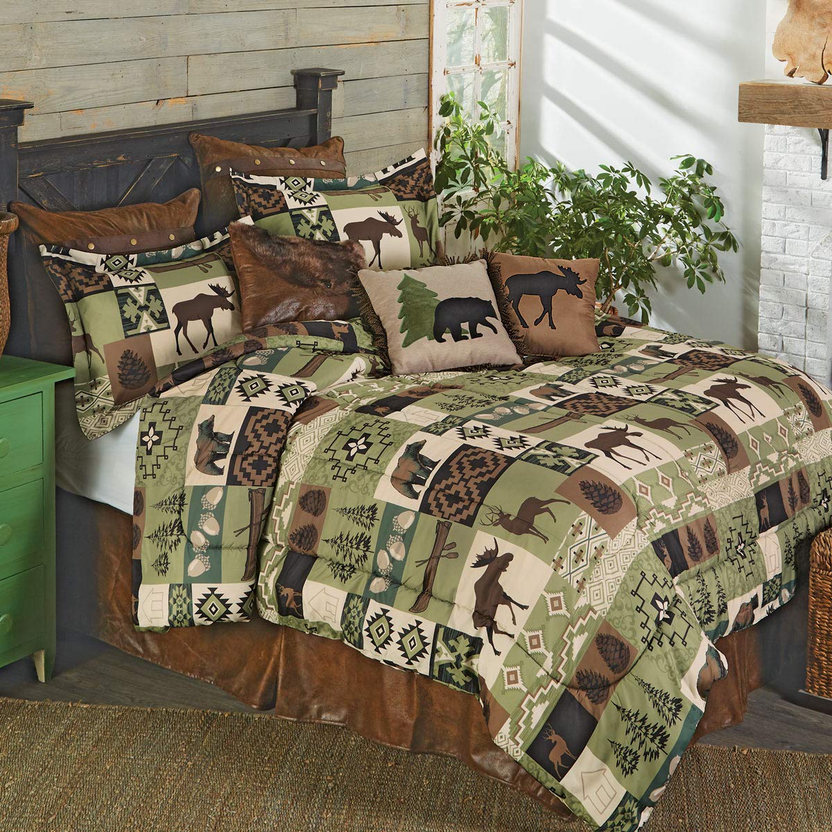 BLACK FOREST DECOR Sage Wilderness Bedding Set - Queen Size - Premium Cotton Bed Sheets & Duvet Cover - Cozy Bedroom Decor for Rustic Cabin, Farmhouse or Wilderness Retreat