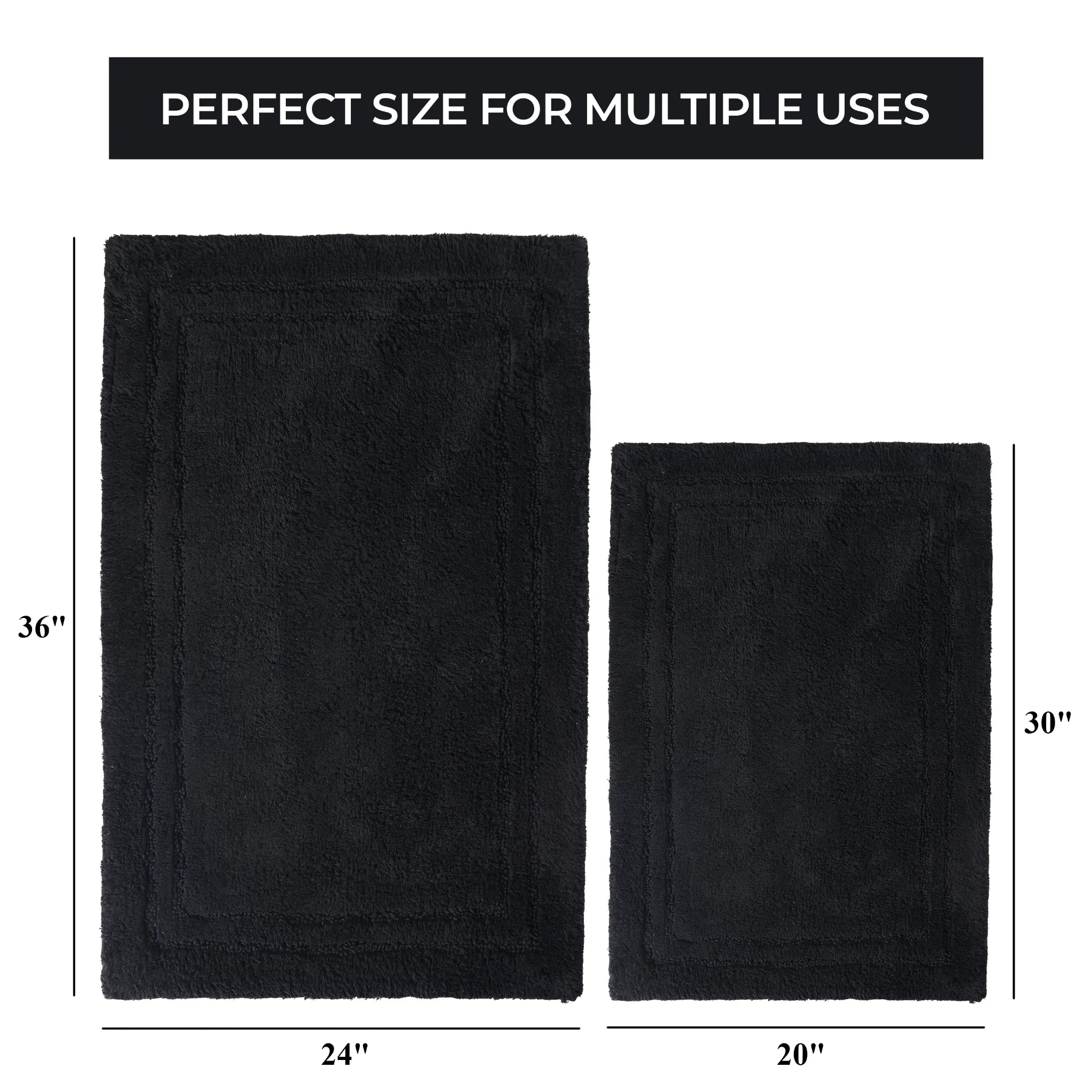 Non-Slip Cotton Bathroom Rug Set - 2 Piece Washable Absorbent Bath Mat with Anti-Skid Backing for Bathroom, Shower & Vanity Area