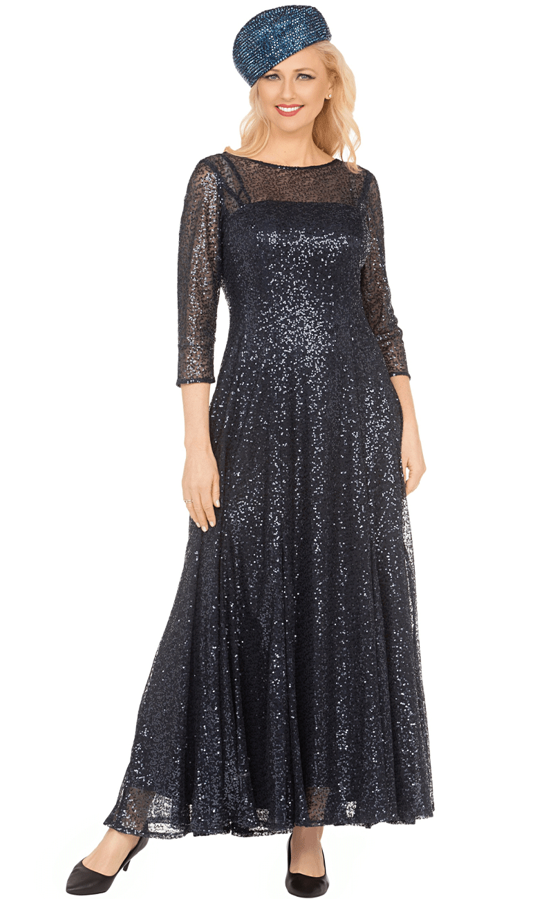 Giovanna Dress D1602 Navy - Elegant Women's Party Dress for Evening Events, Weddings & Special Occasions