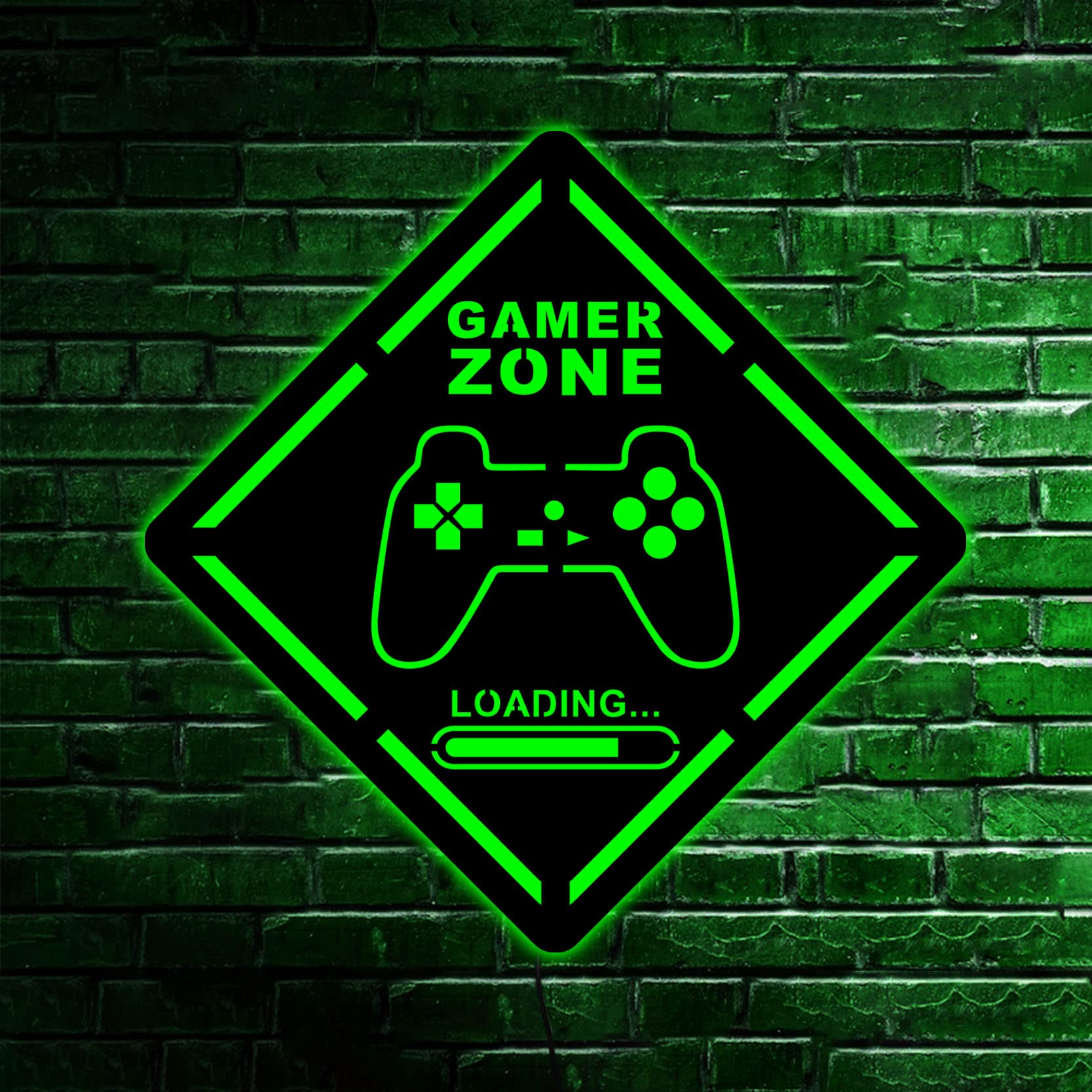 LED Backlit Wooden Gaming Wall Art - Gamer Sign Decor for Living Room & Game Room - Unique Loading Screen Home Decor & Funny Gift for Dad - Perfect for Man Cave, Gaming Setup & Gamer Birthday Presents