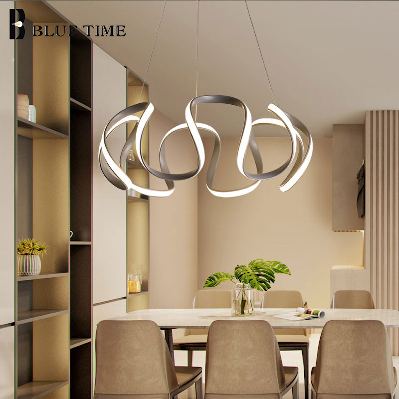Spiral Wave LED Chandelier - Modern Crystal Ceiling Light Fixture for Dining Room, Living Room & Bedroom | Energy-Efficient Dimmable Lighting for Home Decor