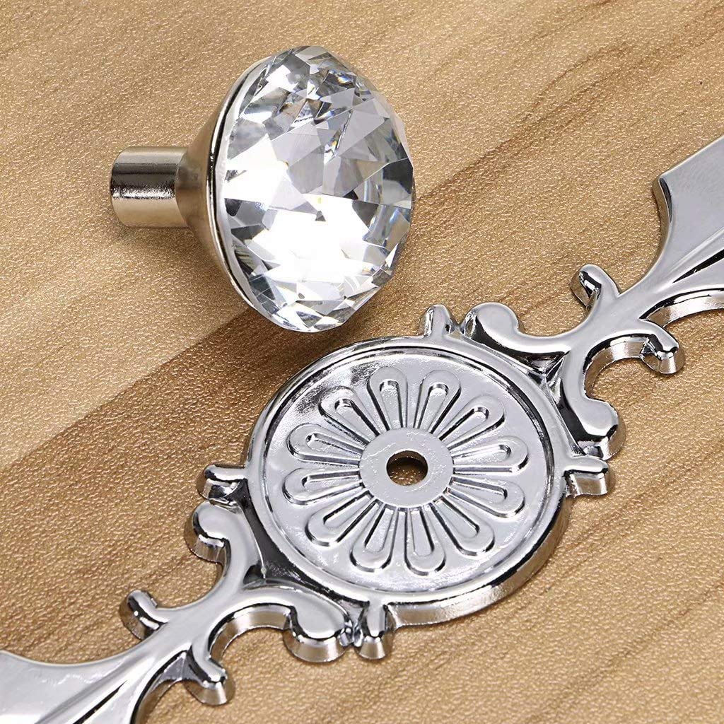 5pcs Crystal Drawer Knobs - Diamond Glass Pull Handles for Kitchen, Bathroom & Office Cabinets