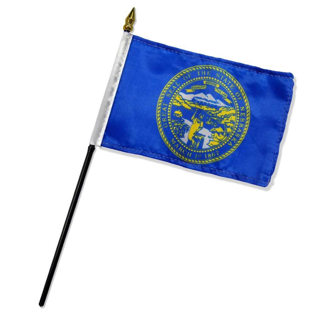4x6 Inch Nebraska Miniature Desk Flag - Small Stick Flag for Office, Home, or Car Decor - Perfect for State Pride, Gifts, and Events