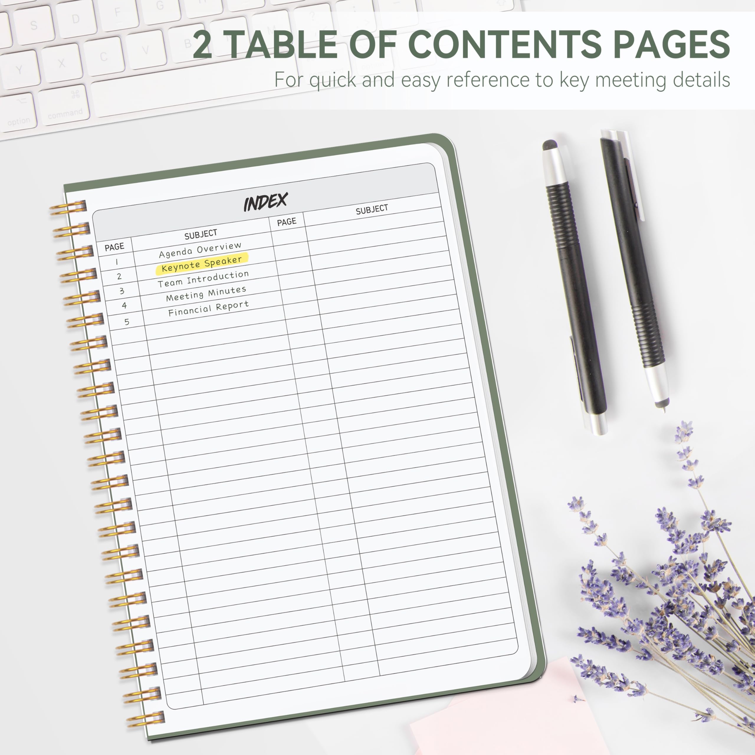 Professional Meeting Notebook for Work Organization - 160 Page Planner with Action Items, Agenda & Pocket (6.9