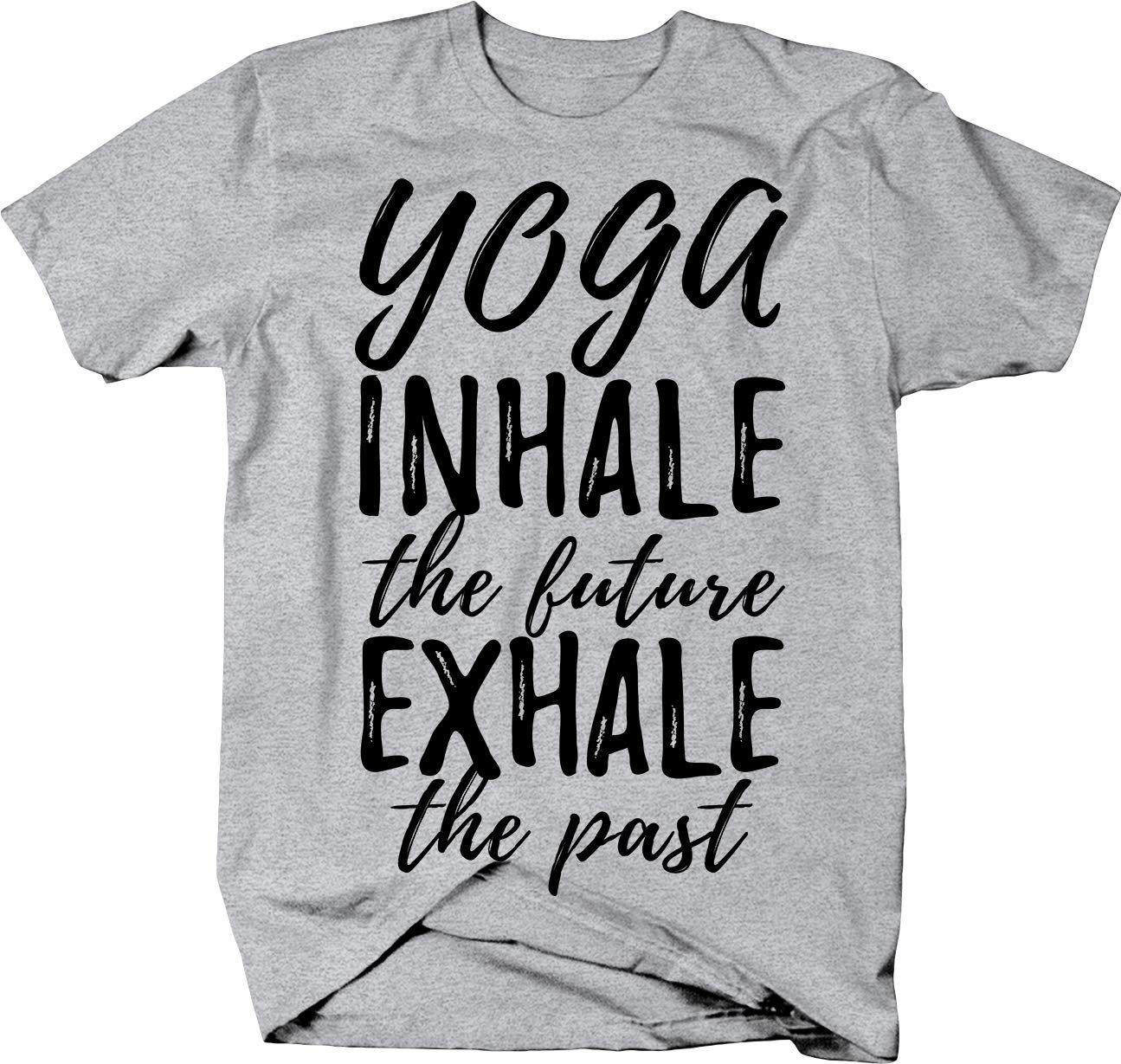 Falcon Apparel Yoga T-Shirt - 'Inhale The Future Exhale The Past' Motivational Workout Top for Women & Men | Gym, Running, Meditation & Casual Wear