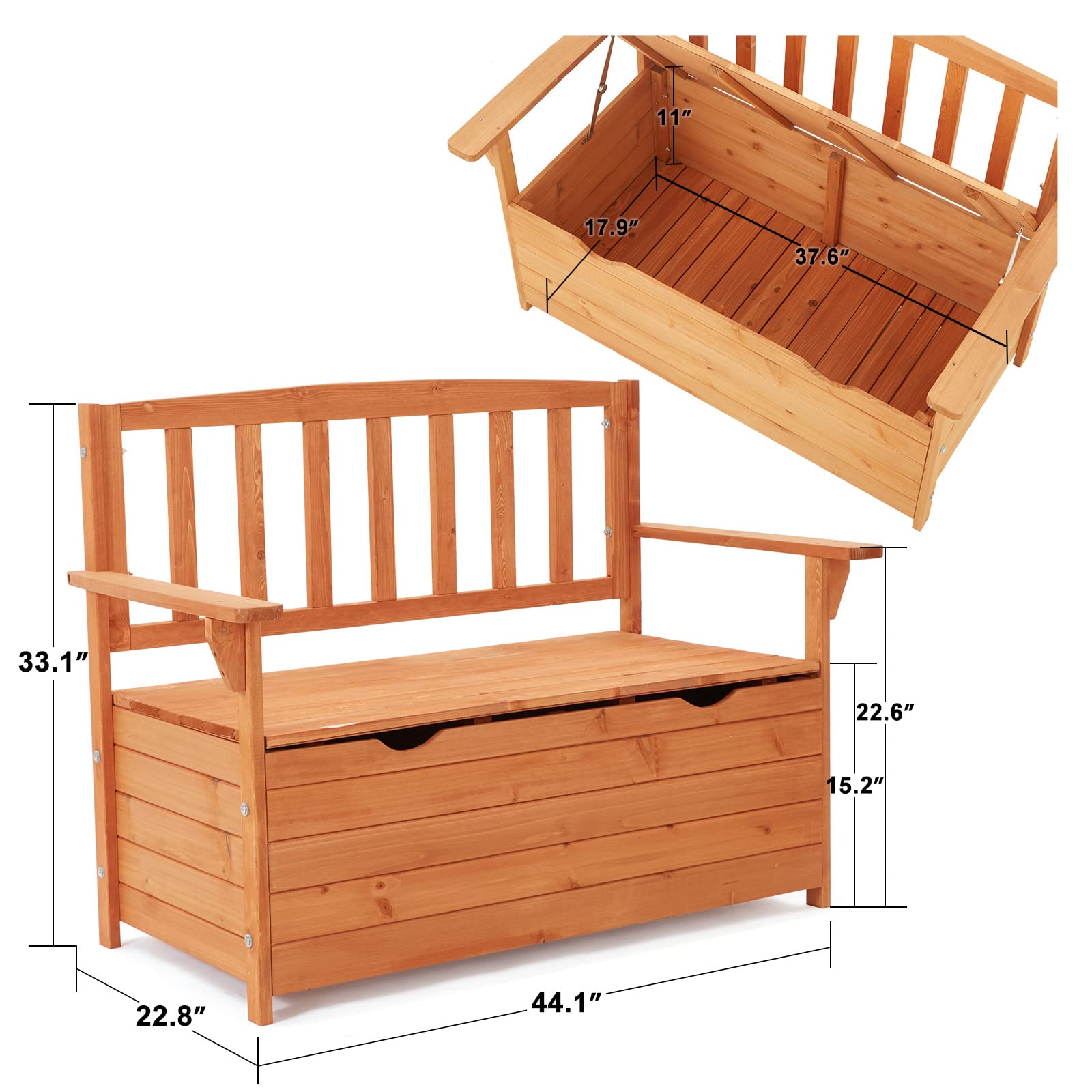 **AVAWING Wooden Outdoor Storage Bench with Seating - Large Deck Box for Patio, Backyard, Balcony & Entryway - Portable Handles, Natural Finish - Perfect for Outdoor Seating & Storage**