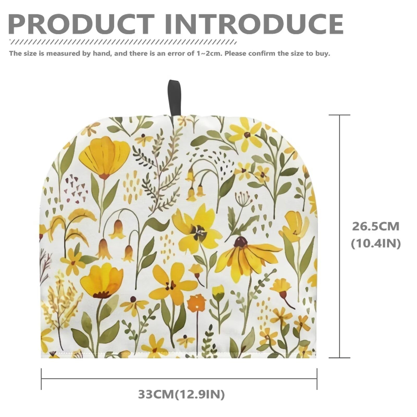 Insulated Teapot Cozy - Quilted Tea Kettle Cover for Keeping Warm & Dust Proof - Yellow Floral Design - Perfect for Home Kitchen, Tea Parties & Decorative Accessories
