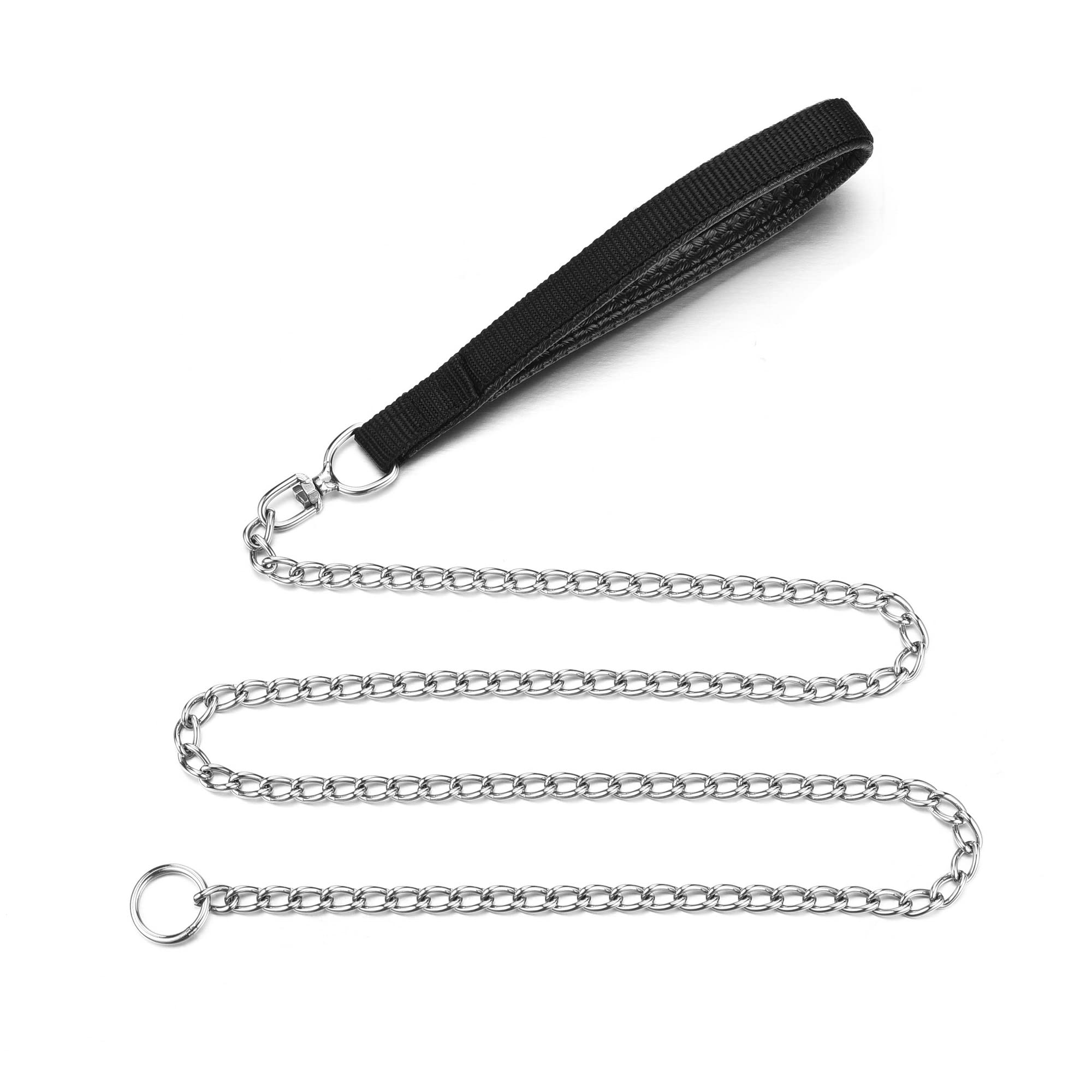 **Heavy Duty Chew Proof Metal Dog Leash with Integrated Collar – 4ft Sturdy P Chain Slip Leash for Large & Medium Dogs – Padded Handle for Comfort – Perfect for Training, Walking & Outdoor Adventures**