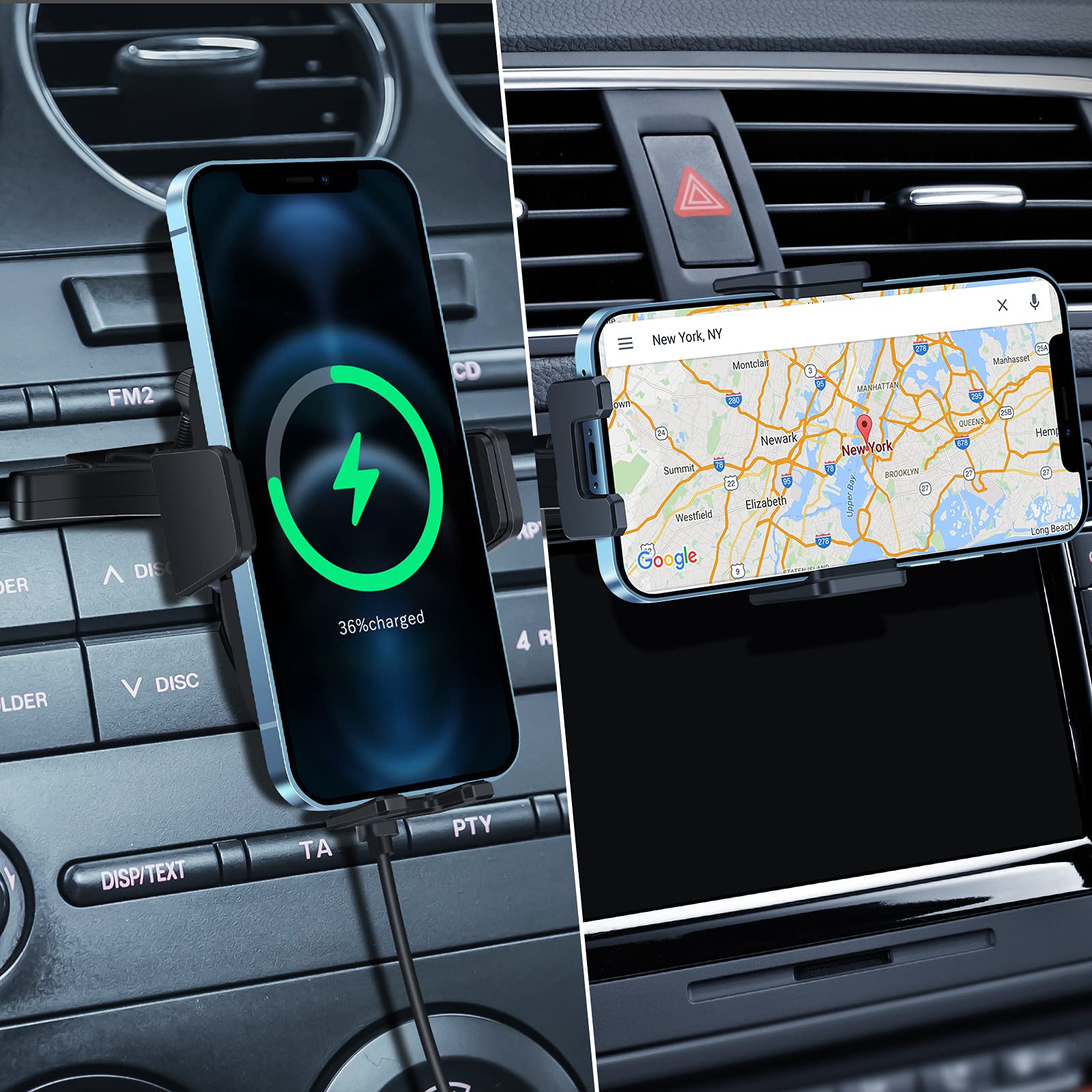 Wireless Car Charger CD Slot Phone Mount - 15W Qi Fast Charging, Auto-Clamping & Infrared Smart Sensor - Compatible with iPhone 13 Pro Max/12/11/X/8 & Samsung S21/S20/S10/S9 - Perfect for Hands-Free Driving & Safe Charging on the Go