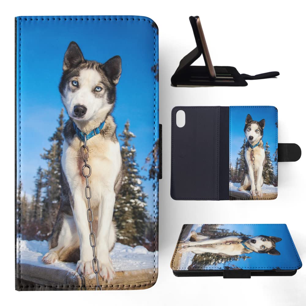 Siberian Husky Dog 8 FLIP Wallet Phone Case for Apple iPhone X & iPhone Xs - Stylish Protective Cover with Card Holder for Everyday Use & Travel