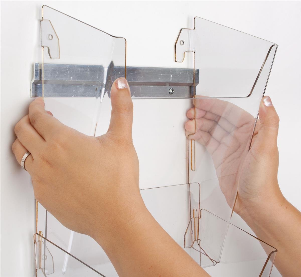 Clear Acrylic Wall Mount Magazine Rack - 3 Tier 24 Pocket Organizer with Full View Display for Home Office, Living Room & Bedroom Storage