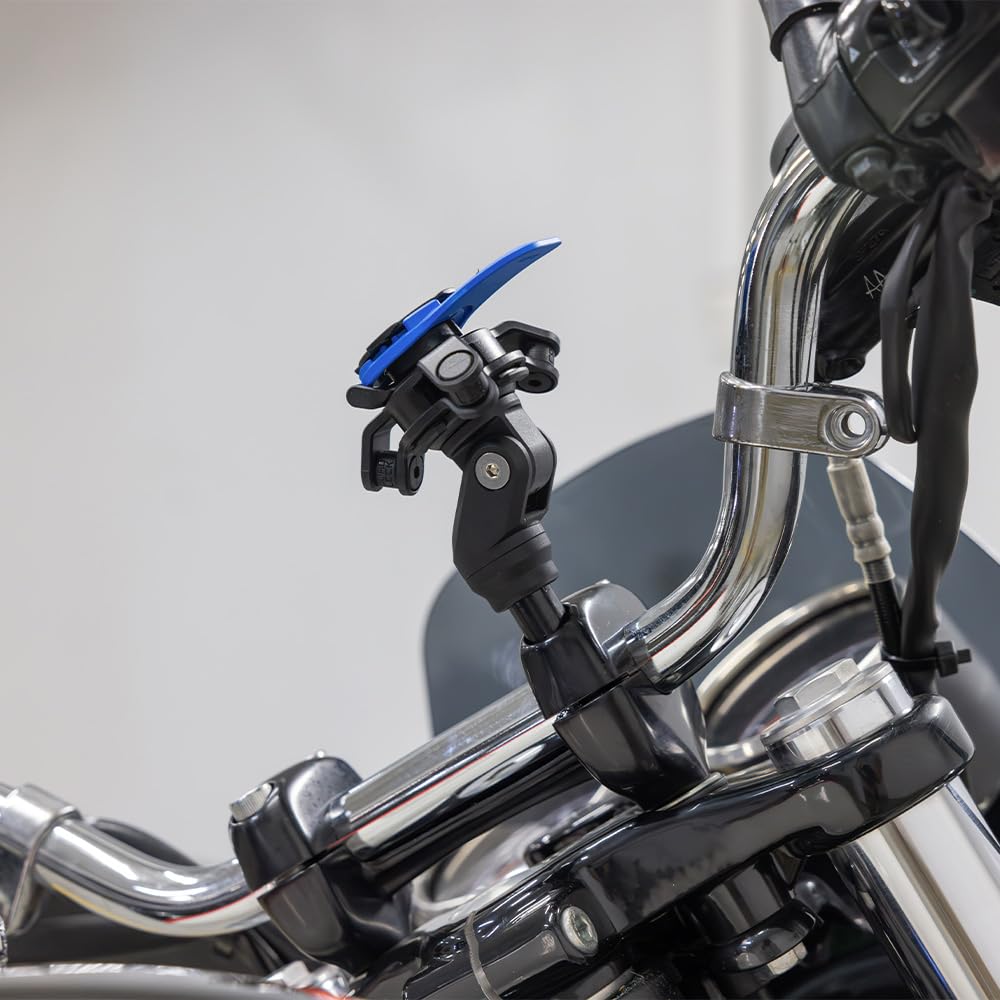 Quad Lock Motorcycle Phone Mount Kit - Handlebar Clamp with Vibration Dampener for iPhone 14 Pro Max (MAG Case Included) - Secure Smartphone Holder for Adventure Riding & Commuting