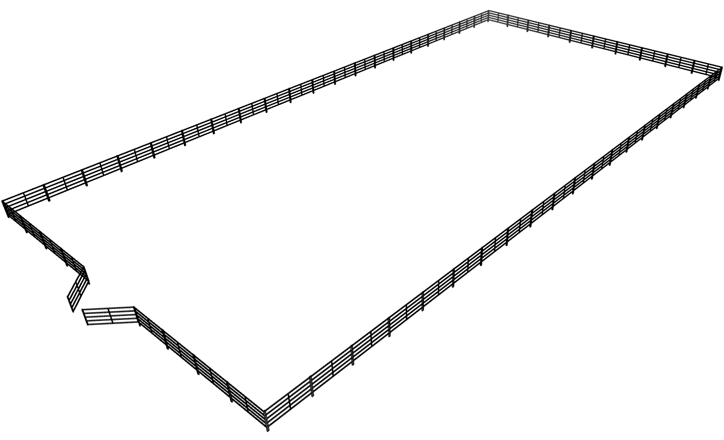 100ft x 200ft Galvanized Steel 5-Rail Horse Riding Arena Fence - Durable Outdoor Equestrian Training & Show Jumping Facility