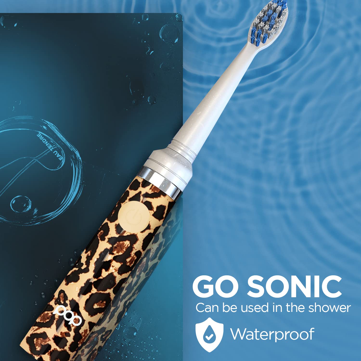 Pop Sonic Electric Toothbrush for Kids & Travel - Leopard Print, 2 Speed Modes (15,000-30,000 RPM), AAA Battery Powered with Dupont Nylon Bristles - Perfect for Home, School & Family Trips