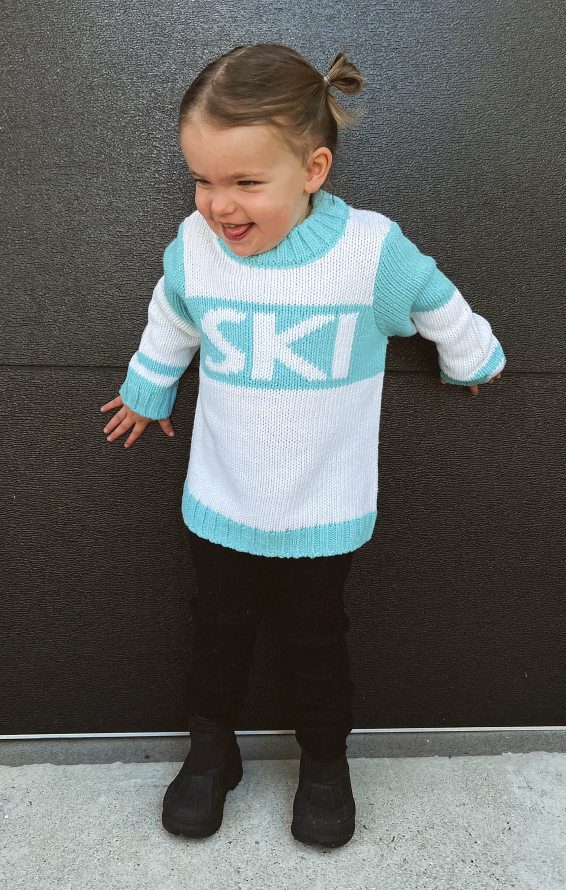 Powder Blue Mini Ski Sweater - Cozy Knit Pullover for Women - Perfect for Skiing, Snowboarding & Winter Outfits