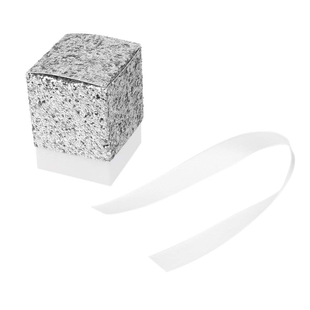 24pcs Silver Glitter Wedding Favor Boxes - Elegant Candy Favor Boxes for Weddings, Bridal Showers, Baby Showers & Party Favors - Perfect for Chocolate, Candies & Small Gifts