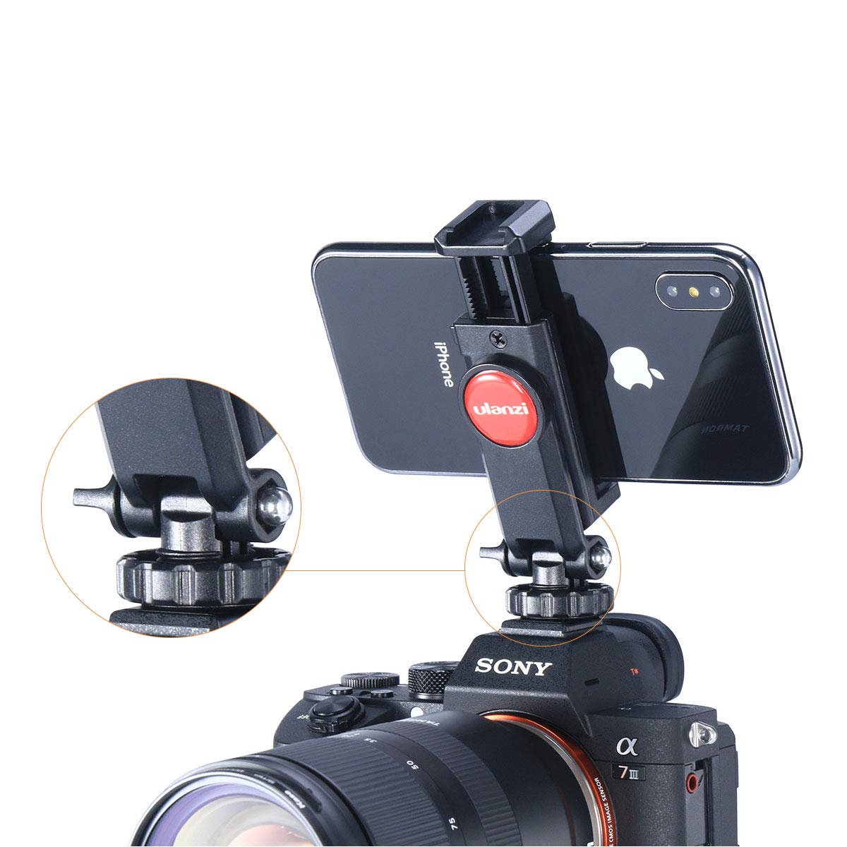 ULANZI ST-06S Flexible Phone Tripod Mount with Dual Cold Shoe Mount - Compatible with iPhone, Samsung, Canon, Nikon DSLR - Perfect for Photography, Vlogging & Live Streaming - Holds Microphone & LED Light for DJI Ronin SC Stabilizers