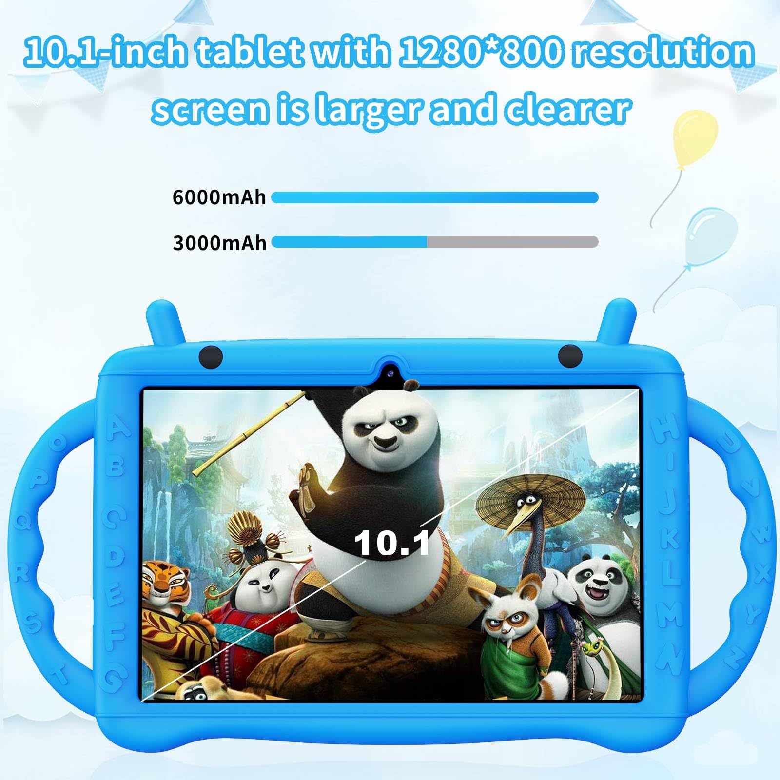 10 Inch Android Tablet for Kids Ages 3-12 | Octa-Core Processor 10GB RAM 64GB Storage | Bluetooth 5.2 WiFi Kids Tablet with Parental Controls & Google Kids Space | HD Shockproof Display (Blue) - Perfect for Learning, Games & Entertainment at Home or Travel